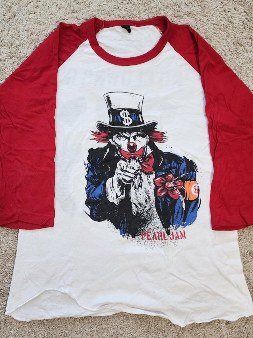 Pearl Jam - 2016 Tour baseball shirt - Size Medium - No Clowns